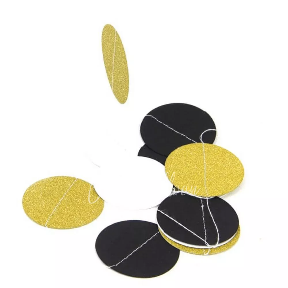 2m Gold Black and White mix rounds garland 