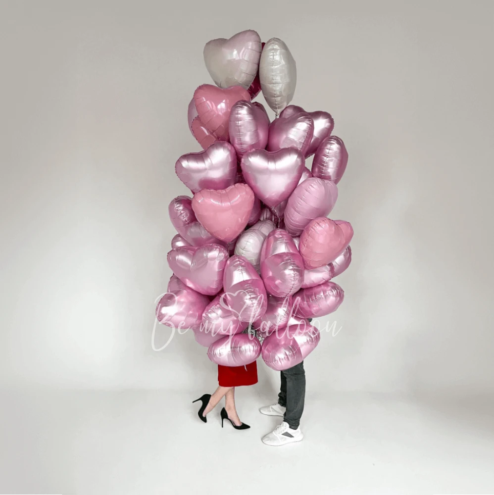 50 helium foil hearts Pink mix