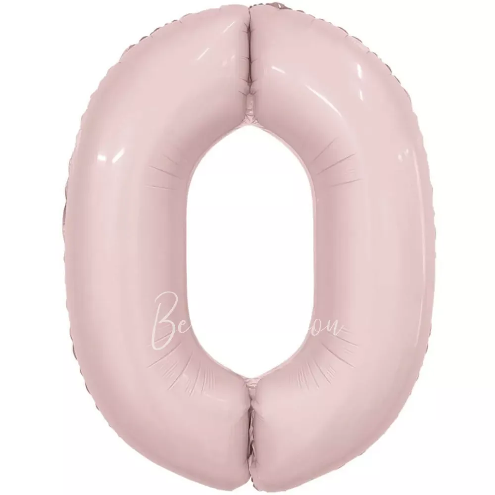 40" Гелевая Цифра "0" из фольги Пыльная роза