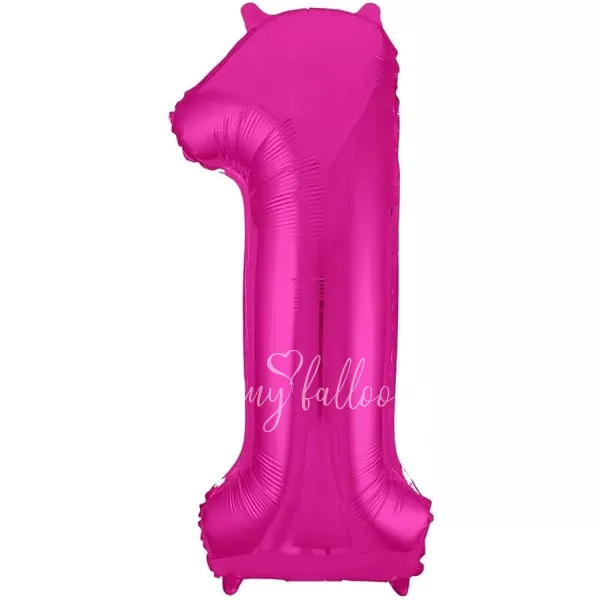40" Helium foil gloss Fuchsia Number 1 balloon