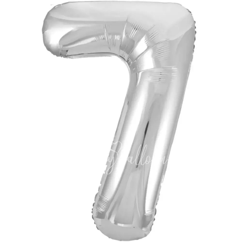 40" بالون هيليوم فويل الرقم 7 اللون فضي لامع