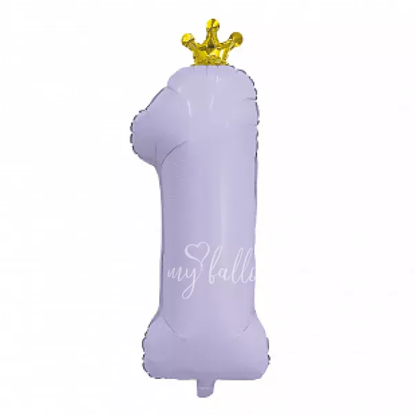 32" Цифра "1" с короной Лаванда в упаковке