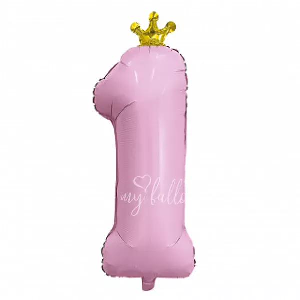 32" Цифра "1" с короной Фламинго в упаковке