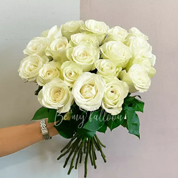 20 White Premium Roses