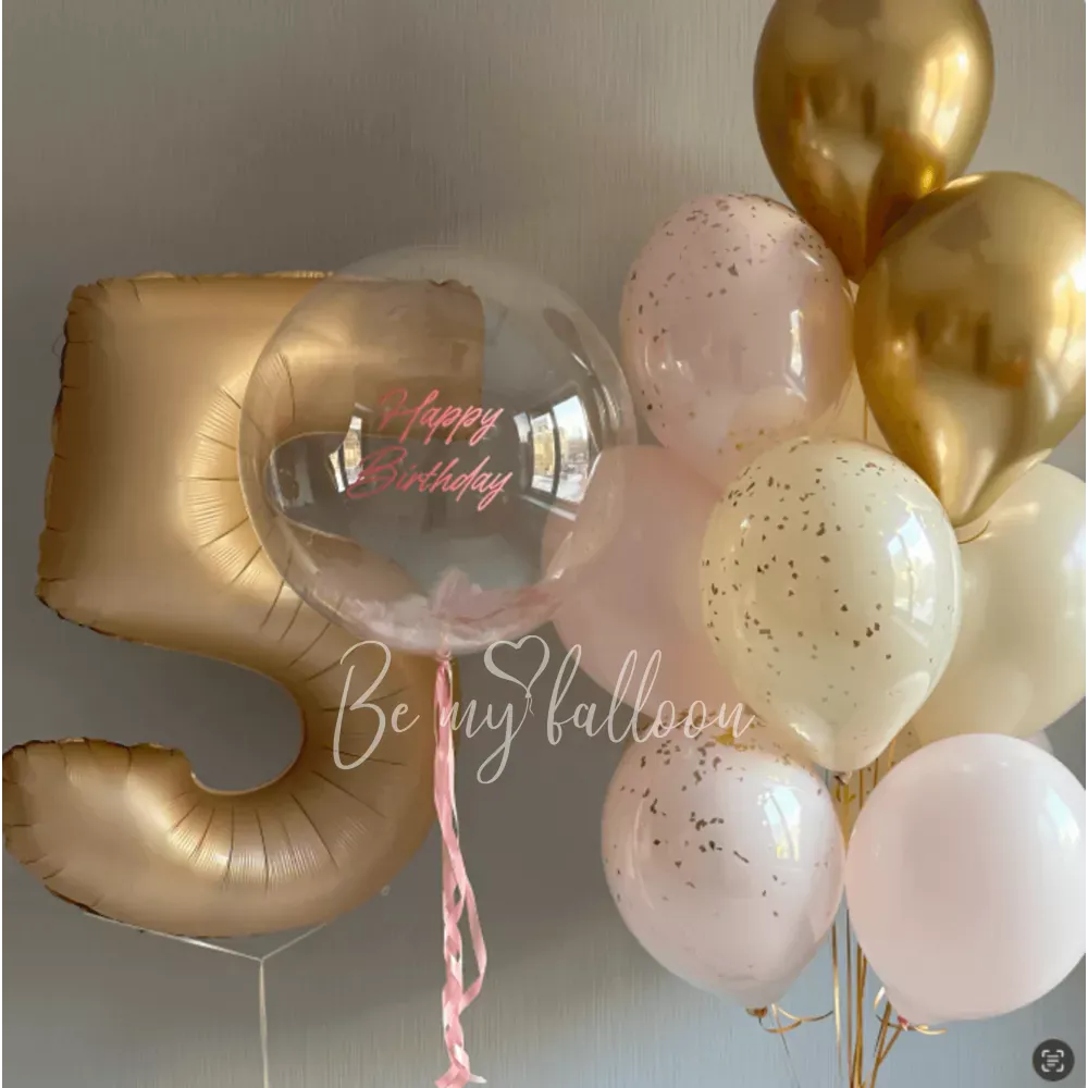 Set of balloons with the number "Creme Brulee"