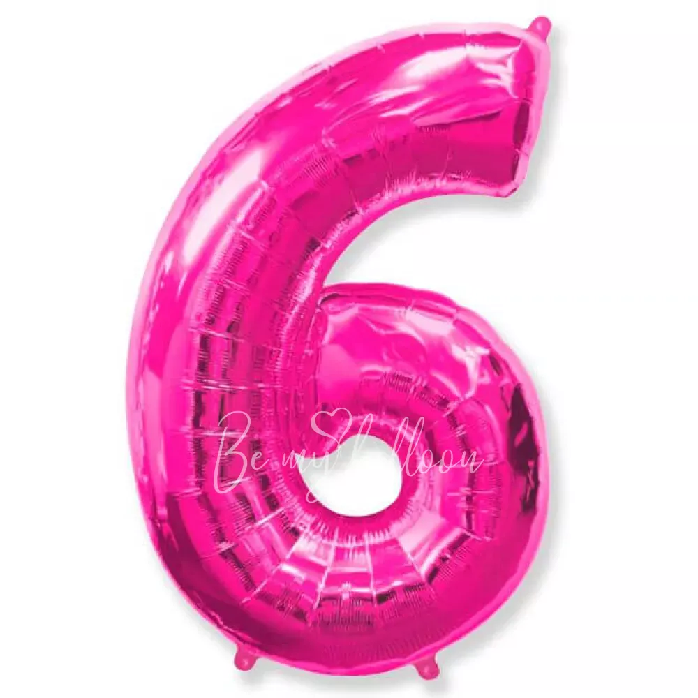 40" Helium foil gloss Pink Number 6 balloon
