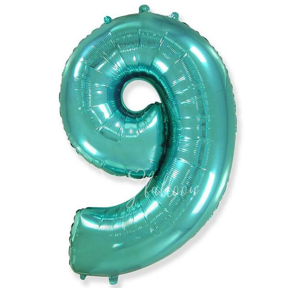 40" Helium foil gloss Tiffany Number 9 balloon