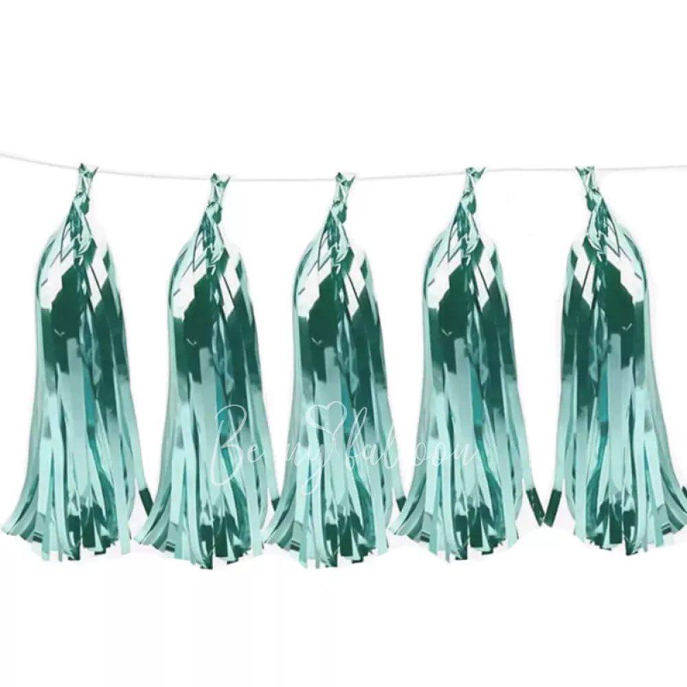 Foil Teal Tassel garland 