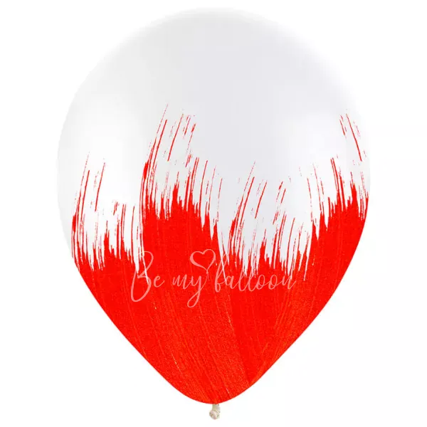 12" Helium Latex Crystal Red Brush Printed balloon