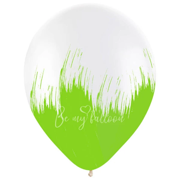 12" Helium Latex Crystal Green Brush Printed balloon