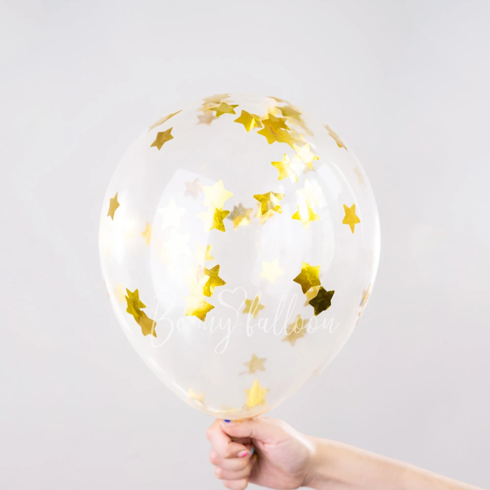 12" Helium latex Gold Star Confetti Balloon 