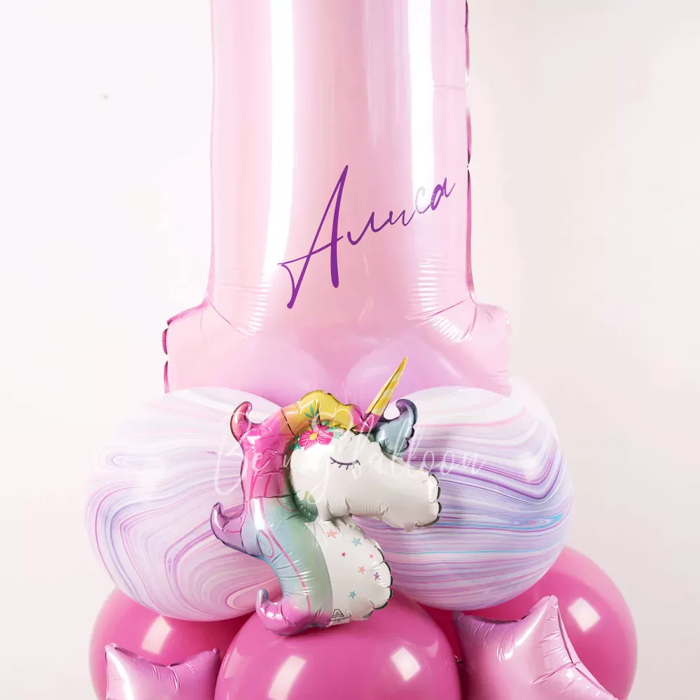 Rainbow Unicorn! 1st Birthday Balloon Composition