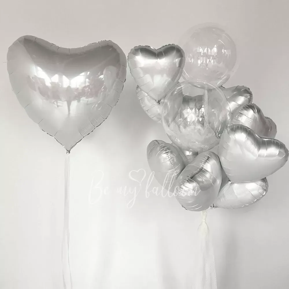 Bouquet of balloons Silver hearts