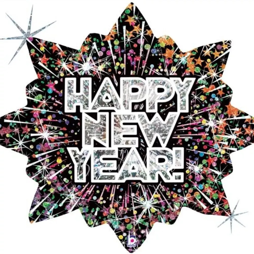 32" Шар из фольги Фейерверк Новый Год