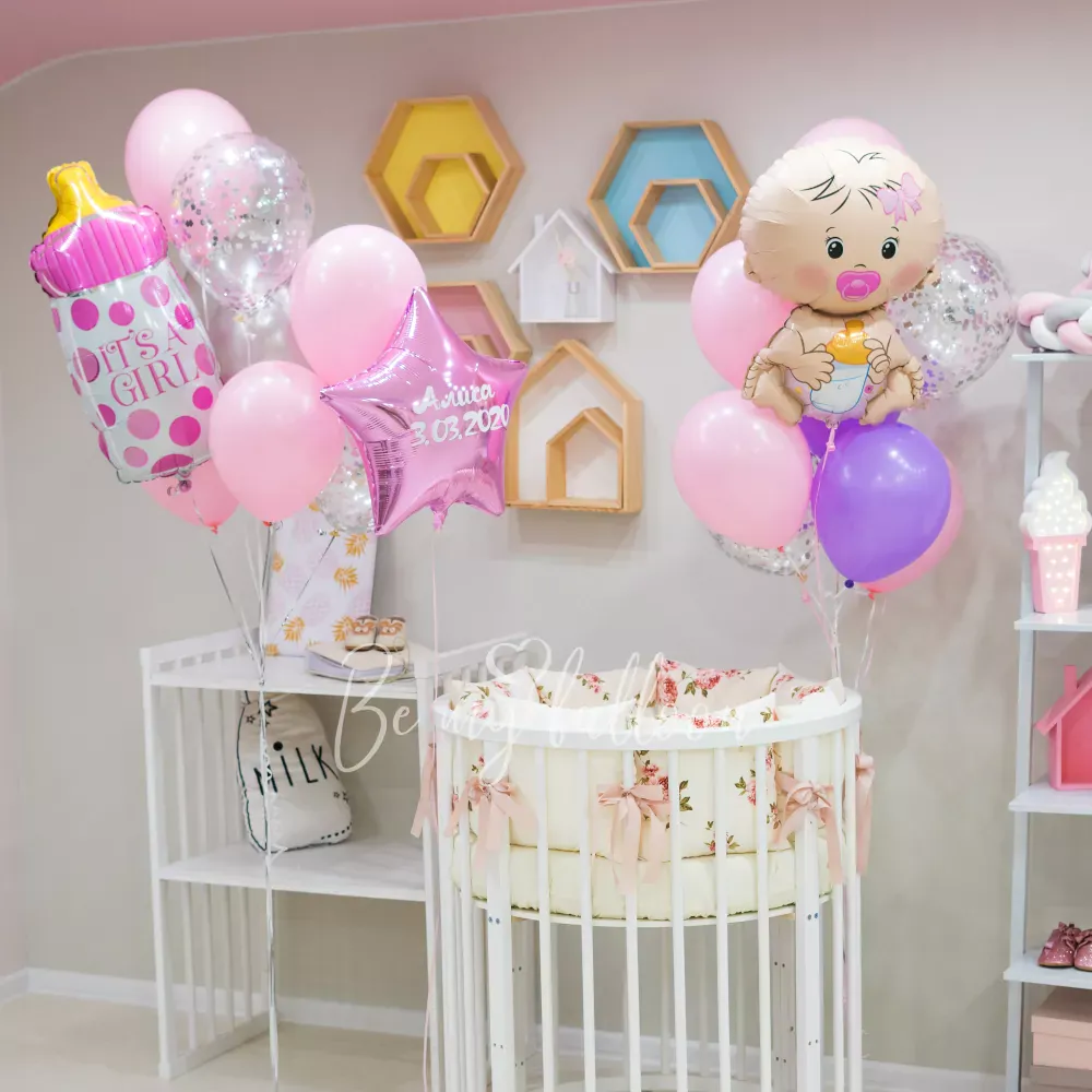 Набор шаров "Спасибо за дочь! + связка с бутылочкой"