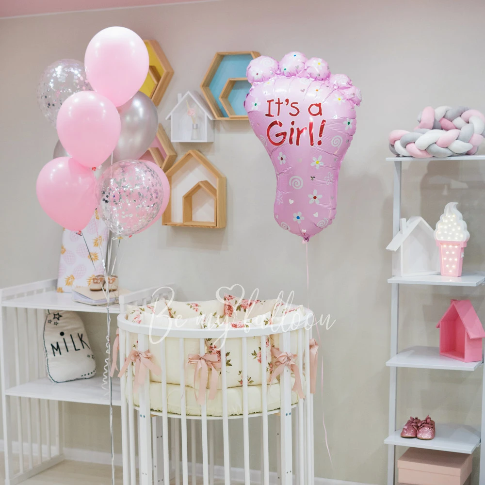 30" Helium foil pink Baby foot balloon