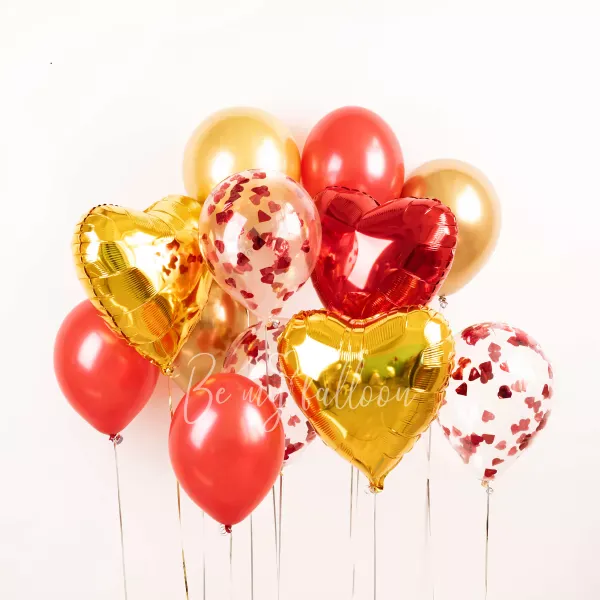 Happy Valentines Bright Golden Balloon Bouquet