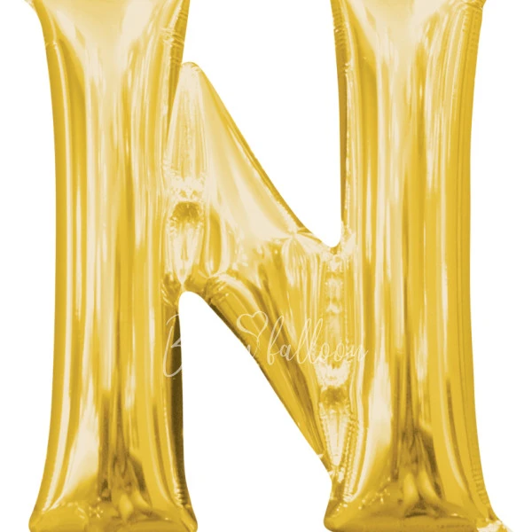 40" Helium foil gloss Gold Letter N balloon