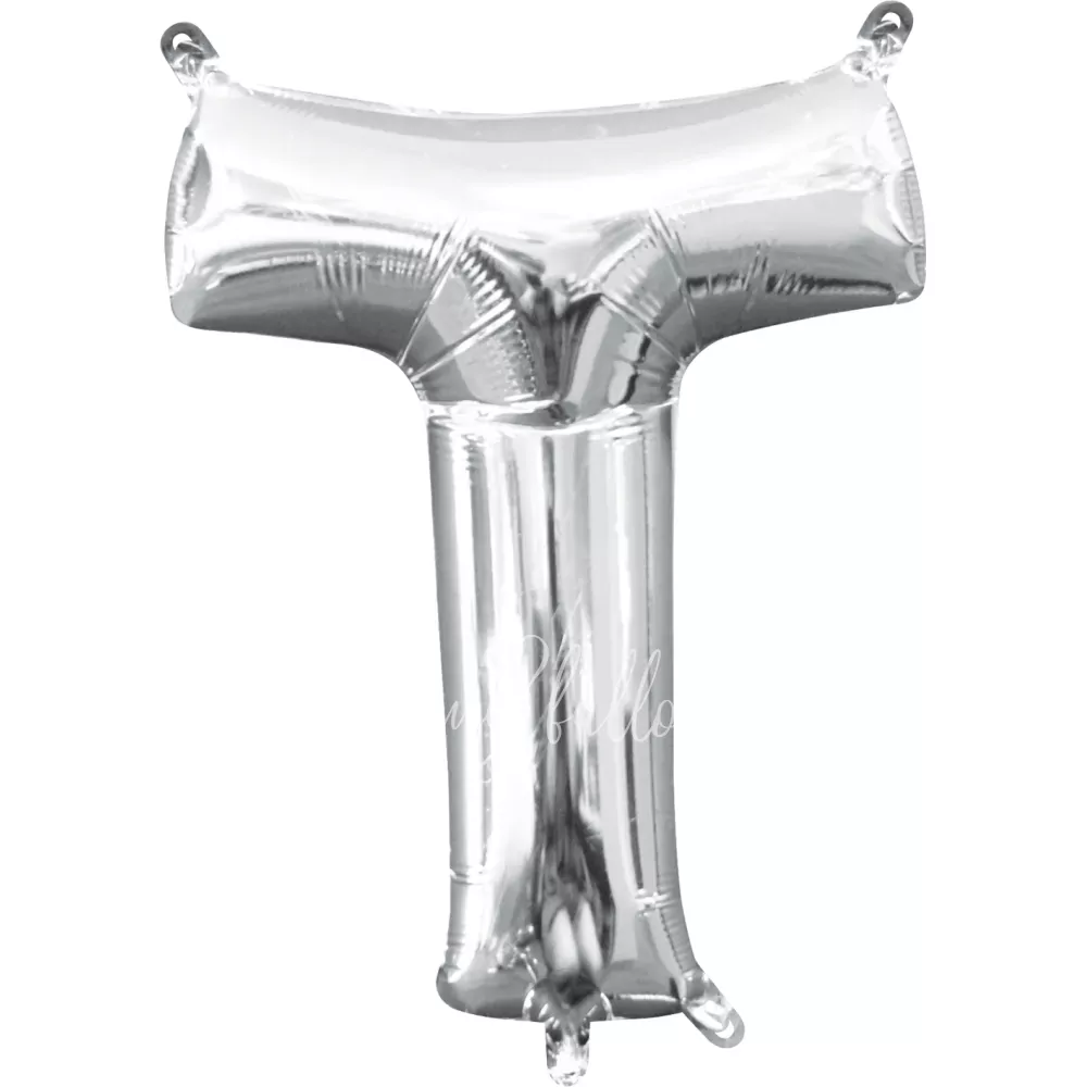 40" Helium foil gloss Silver Letter T balloon