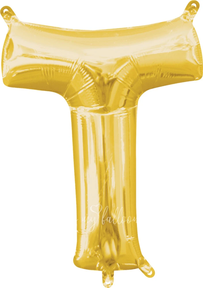 40" Helium foil gloss Gold Letter T balloon