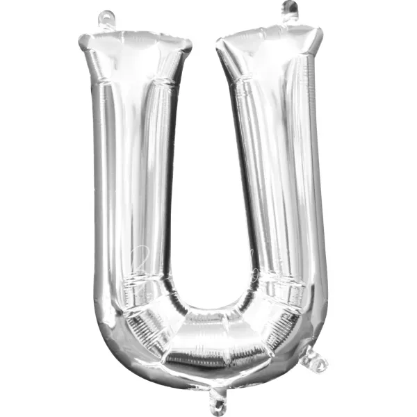 40" Helium foil gloss Silver Letter U balloon