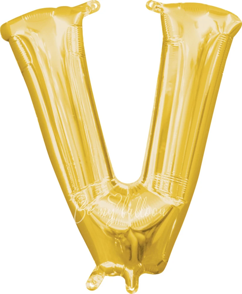 40" Helium foil gloss Gold Letter V balloon
