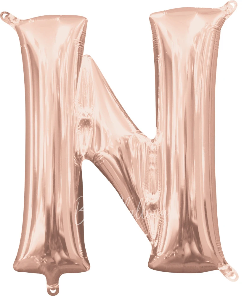 40" Helium foil gloss Rose gold Letter N balloon