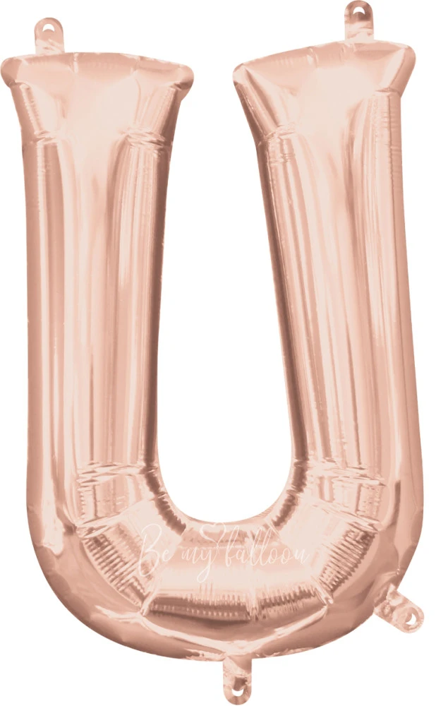 40" Helium foil gloss Rose gold Letter U balloon