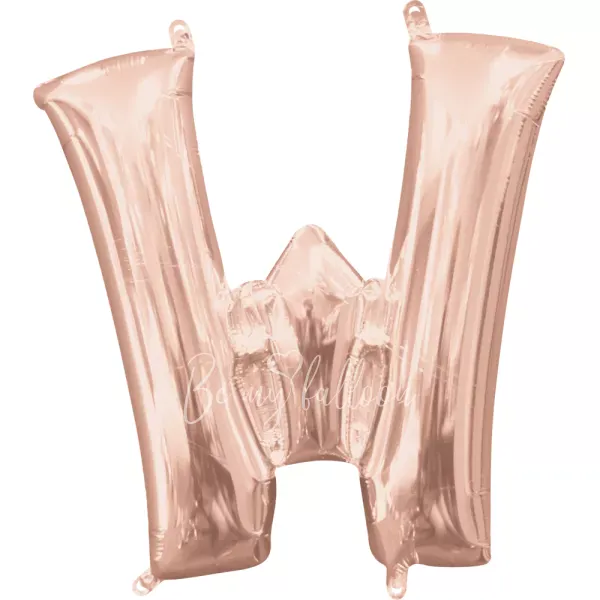 40" Helium foil gloss Rose gold Letter W balloon