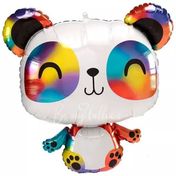 24" Helium foil Rainbow Panda balloon