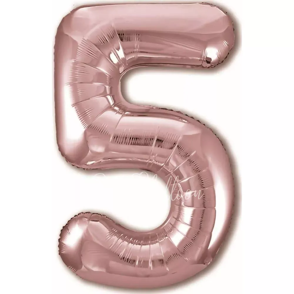 40" Helium foil gloss Rose gold Number 5 balloon