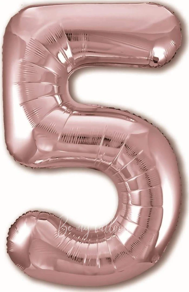40" Helium foil gloss Rose gold Number 5 balloon