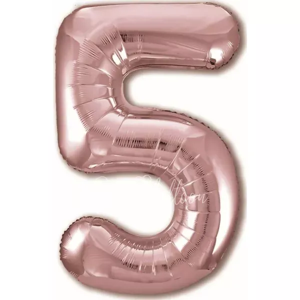 40" Helium foil gloss Rose gold Number 5 balloon
