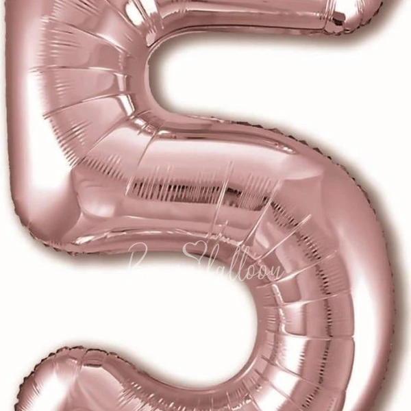 40" Helium foil gloss Rose gold Number 5 balloon
