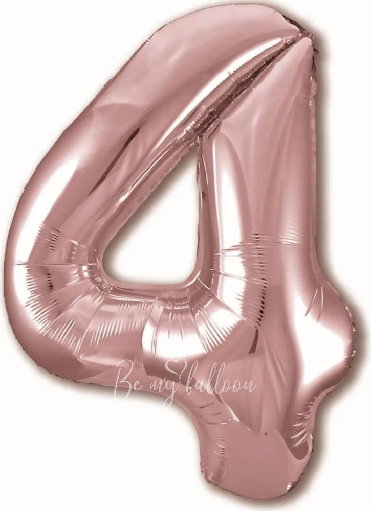 40" Helium foil gloss Rose gold Number 4 balloon