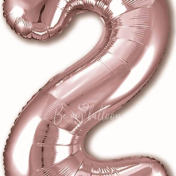 40" Helium foil gloss Rose gold Number 2 balloon