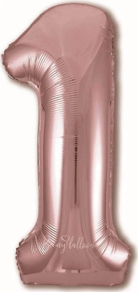 40" Helium foil gloss Rose gold Number 1 balloon