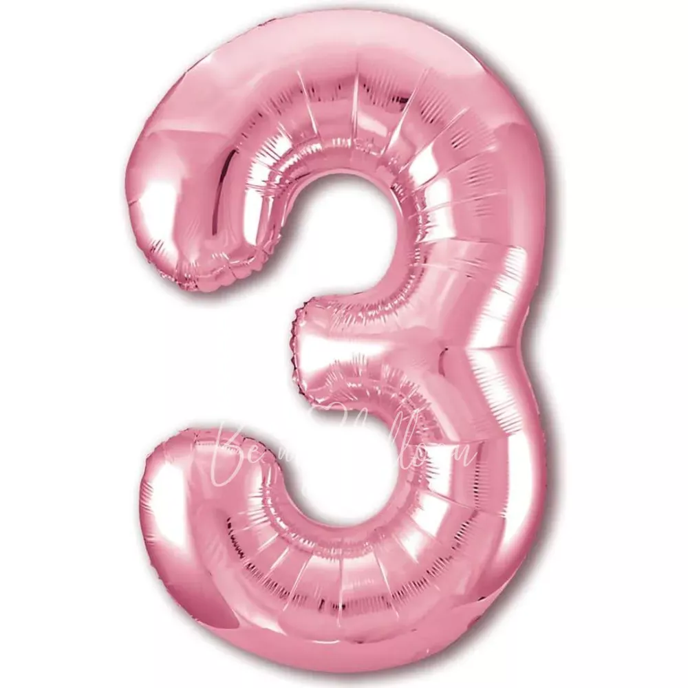 40" Helium foil gloss Pink Number 3 balloon