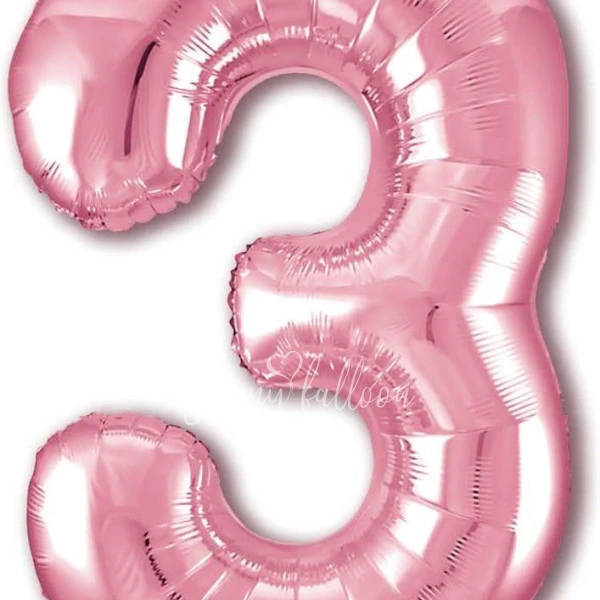 40" Helium foil gloss Pink Number 3 balloon