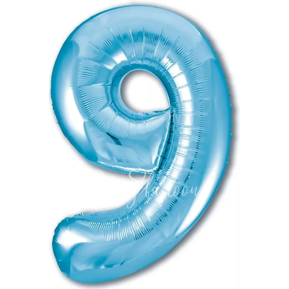 40" Helium foil gloss Light blue Number 9 balloon
