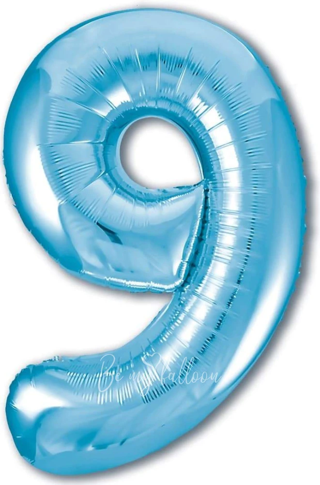 40" Helium foil gloss Light blue Number 9 balloon