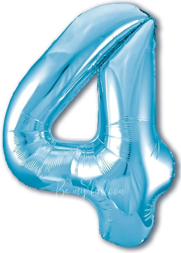 40" Helium foil gloss Light blue Number 4 balloon