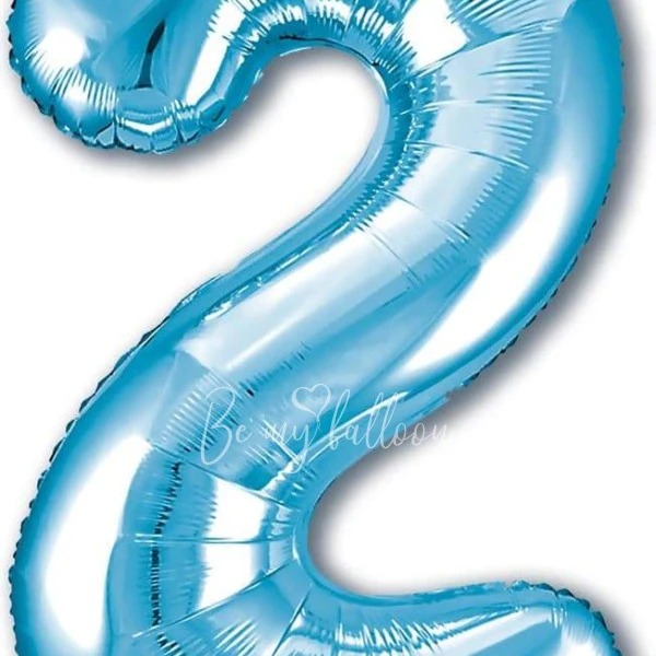 40" Helium foil gloss Light blue Number 2 balloon
