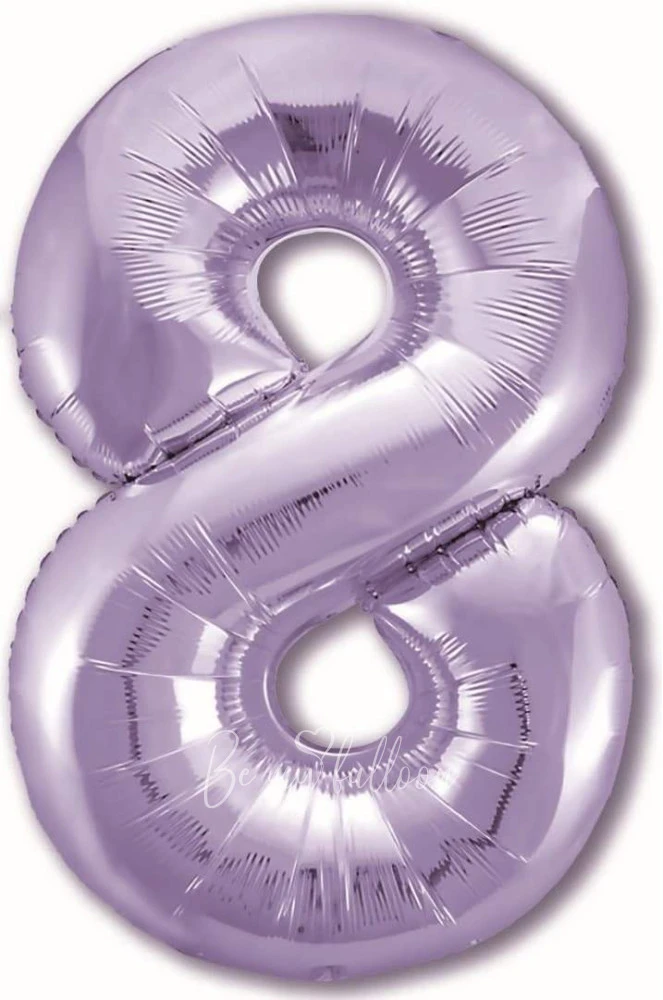 40" Helium foil gloss Lilac Number 8 balloon