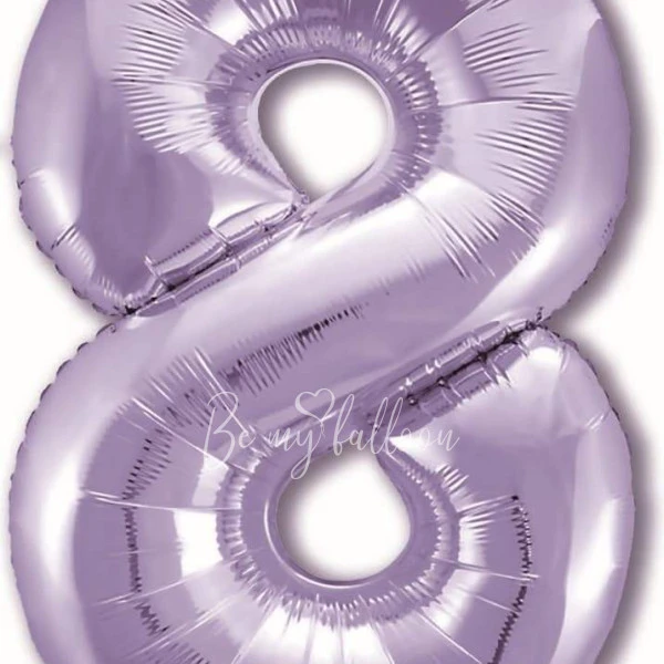 40" Helium foil gloss Lilac Number 8 balloon