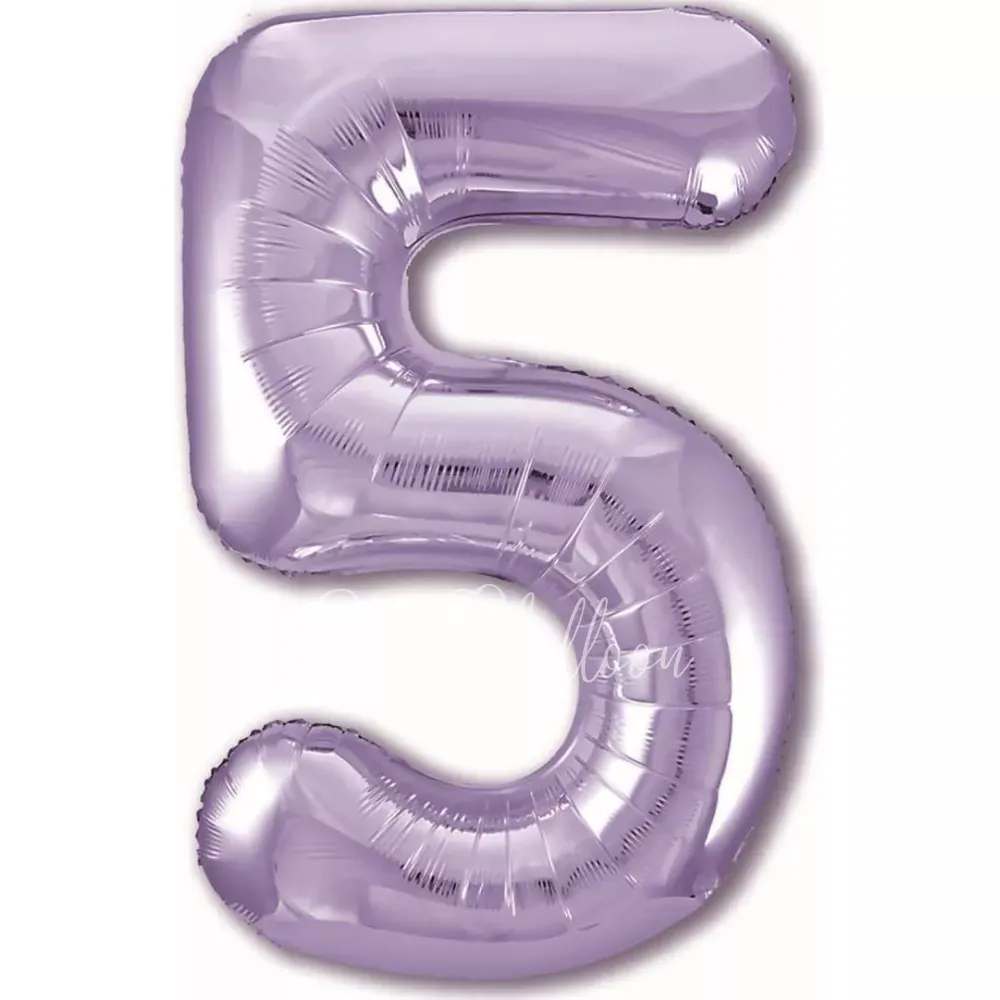40" Helium foil gloss Lilac Number 5 balloon