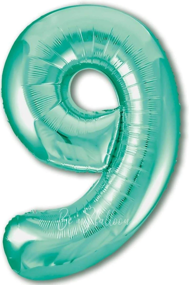 40" Helium foil gloss Biscay green Number 9 balloon