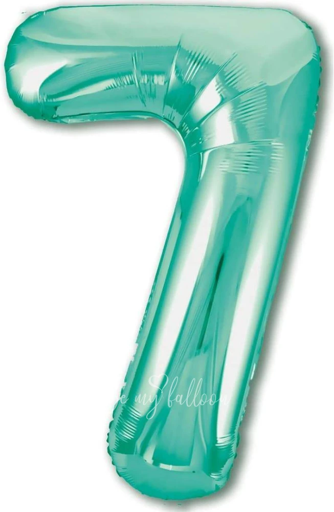 40" Helium foil gloss Biscay green Number 7 balloon