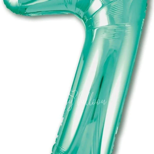 40" Helium foil gloss Biscay green Number 7 balloon