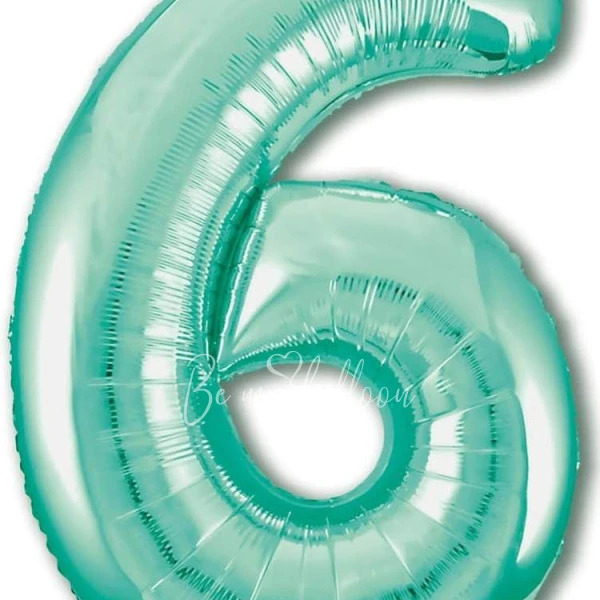 40" Helium foil gloss Biscay green Number 6 balloon